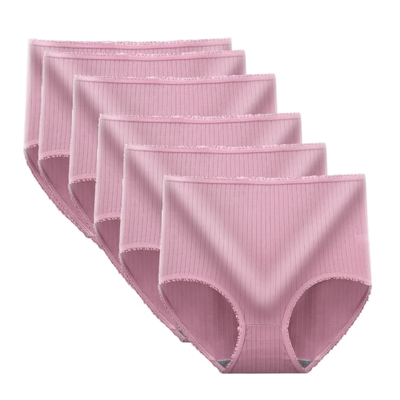 Risckoth 6 Pack Women's High Waist Ribbed Briefs, Tummy & Hip Lift Stretch Support Underpants M-2XL
