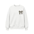 thumbnail image 1 of Risckoth Girl's Leopard Bow Print Crew Neck Sweatshirt, Long Sleeve Solid Casual Fall Winter Pullover, 1 of 7