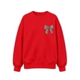 thumbnail image 1 of Risckoth Girl's Leopard Bow Print Crew Neck Sweatshirt, Long Sleeve Solid Casual Fall Winter Pullover, 1 of 7