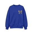 thumbnail image 1 of Risckoth Girl's Leopard Bow Print Crew Neck Sweatshirt, Long Sleeve Solid Casual Fall Winter Pullover, 1 of 7