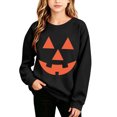 thumbnail image 1 of Risckoth Girl's Pumpkin Face Print Crew Neck Sweatshirt, Warm Long Sleeve Casual Pullover, 1 of 8