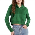 thumbnail image 1 of Risckoth Girls' Crop Length Hoodie Kangaroo Pocket Drop Shoulder Long Sleeve Casual Pullover 4-12 Years, 1 of 8