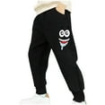 thumbnail image 1 of Risckoth Girls' Sweatpants Cartoon Face Print Elastic Waist Side Pockets Cuffed Ankle Casual Pants 4-11 Years, 1 of 3