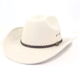 thumbnail image 1 of Risckoth Men's Cowboy Hat Western Style Braided Band Curved Brim Classic Felt Hat, Beige, 1 of 5