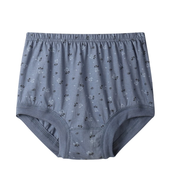 Risckoth Plus Size Women's High Waist Briefs, Tiny Floral Print Loose Soft Cotton Breathable Elderly Underpants M-5XL, Gray