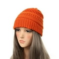 thumbnail image 1 of Risckoth Unisex Chunky Knit Beanie Ribbed Texture Folded Cuff Casual Winter Hat, Orange, 1 of 2