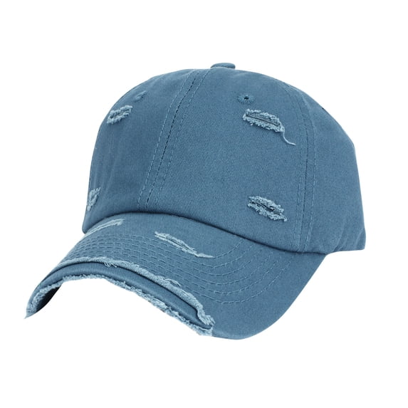 Risckoth Unisex Distressed Baseball Cap Washed Cotton Curved Brim Adjustable Dad Hat, Blue