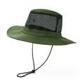 thumbnail image 1 of Risckoth Unisex Mesh Sun Hat Wide Brim Adjustable Chin Strap Foldable Outdoor Fisherman Cap, 1 of 3