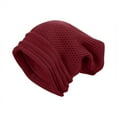 thumbnail image 1 of Risckoth Unisex Slouchy Beanie Ribbed Knit Texture Warm Winter Skull Cap, Wine, 1 of 3
