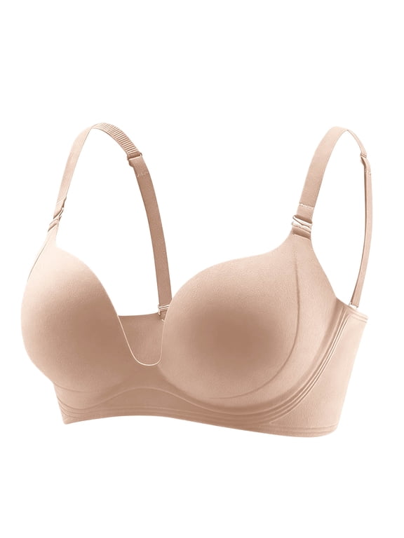 Women Deep V Seamless Wireless Bra, Removable Thin Straps Daily Underwear