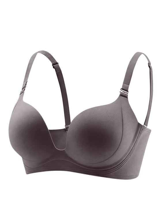 Women Deep V Seamless Wireless Bra, Removable Thin Straps Daily Underwear