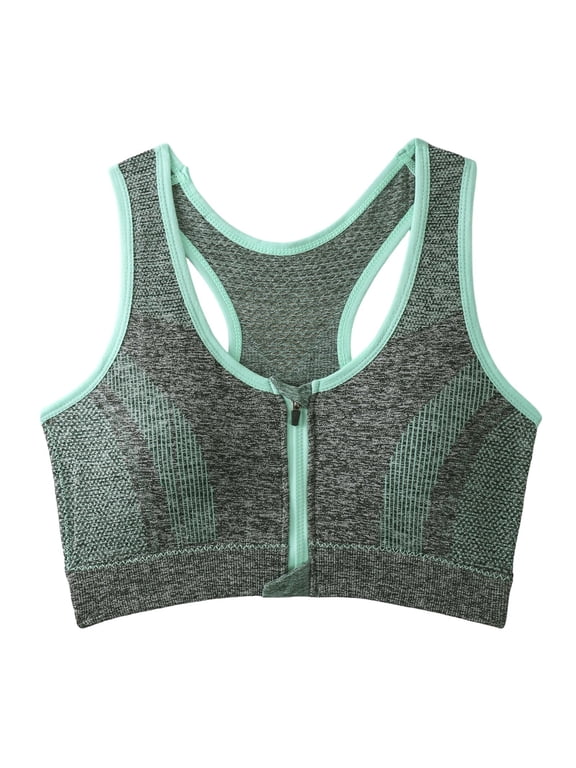 Women Front Zip Wireless Sports Bra, Racerback Hollow Vest Style Plus Size Yoga Daily Underwear