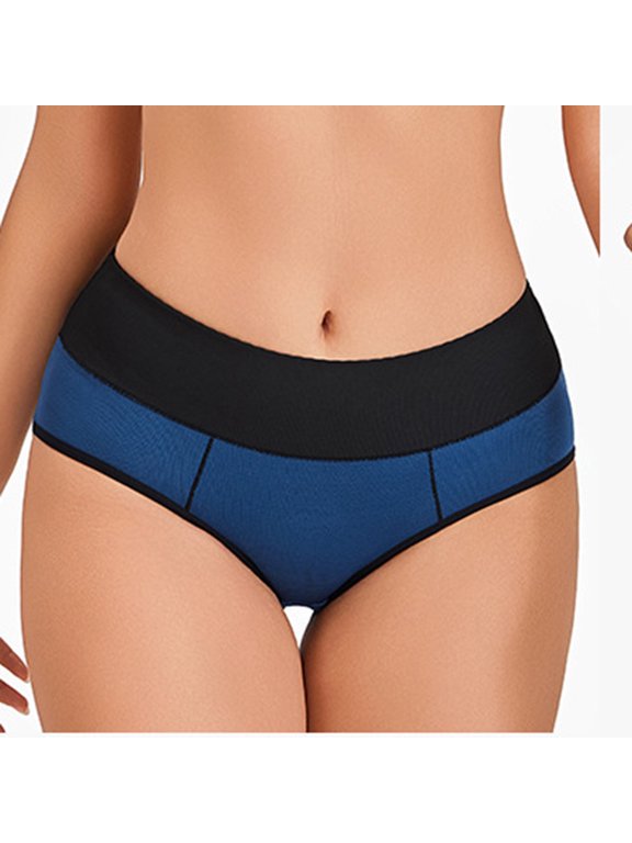 Women High Waist Color Block Briefs, Soft Breathable Hip Support Panties S-4XL