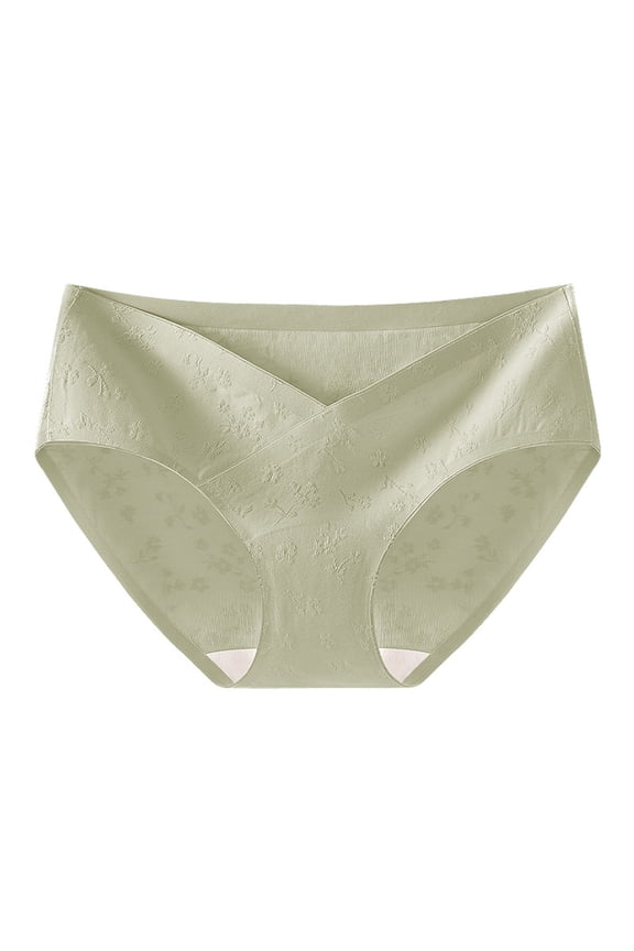 Women Low Rise Cross Front Embossed Briefs, Seamless Stretch Soft Thigh Guard Hip Support Panties M-2XL