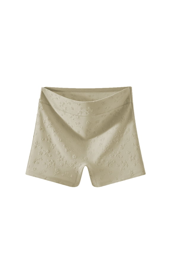 Women Mid Rise Embossed Floral Boxer, Seamless Stretch Soft Thigh Guard Hip Support Panties M-3XL