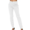 thumbnail image 1 of Risckoth Women Solid Slim Fit Chino Pants, Button Front Belt Loop Side Pocket Casual Trousers S-2XL, 1 of 7