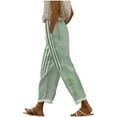 thumbnail image 1 of Risckoth Women Striped Patchwork Linen-Look Wide Leg Pants, Elastic Waist Pocket Summer Casual Trousers S-2XL, 1 of 5