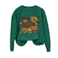thumbnail image 1 of Risckoth Women's Fall Sweatshirt Pumpkin Floral Graphic Crewneck Regular Sleeve Curved Hem Casual Pullover S-2XL, 1 of 7