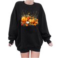thumbnail image 1 of Risckoth Women's Fall Sweatshirt Pumpkin Harvest Print Crew Neck Drop Shoulder Hoodless Casual Pullover S-2XL, Black, 1 of 4