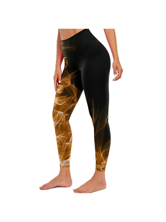 Women's Flame Print Leggings High Waist Stretch Yoga Pants S-3XL