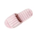 thumbnail image 1 of Risckoth Women's Fuzzy Slippers Open Toe Quilted Design Scalloped Edge Cozy Indoor Slides, Pink, 1 of 5