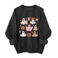 thumbnail image 1 of Risckoth Women's Halloween Sweatshirt Cute Character Grid Print Crew Neck Cuffed Sleeve Hoodless Pullover XS-XL, 1 of 4