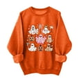 thumbnail image 1 of Risckoth Women's Halloween Sweatshirt Cute Character Grid Print Crew Neck Cuffed Sleeve Hoodless Pullover XS-XL, 1 of 4