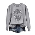 thumbnail image 1 of Risckoth Women's Halloween Sweatshirt Sparkly Skull Graphic Crew Neck Drop Shoulder Hoodless Casual Pullover XS-XL, 1 of 4