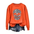 thumbnail image 1 of Risckoth Women's Halloween Sweatshirt Sparkly Skull Graphic Crew Neck Drop Shoulder Hoodless Casual Pullover XS-XL, 1 of 4