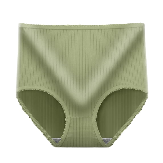 Risckoth Women's High Waist Cotton Period Briefs, Leak Proof Menstrual Protective Underpants M-2XL, Green