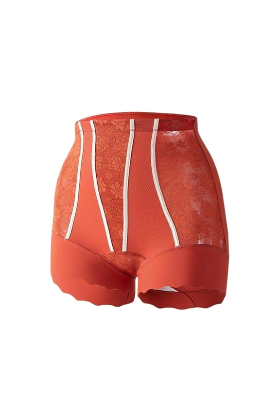 Women's High Waist Lace Shaping Shorts, Structured Seam Lines Stretch Hip Lift Tummy Control Breathable Underpants M-2XL
