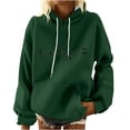 thumbnail image 1 of Risckoth Women's Hooded Sweatshirt, Music Note Heartbeat Print Long Sleeve Casual Pullover with Kangaroo Pocket S-2XL, Green, 1 of 4