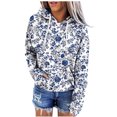 thumbnail image 1 of Risckoth Women's Hoodie Allover Floral Print Drop Shoulder Drawstring Hood Kangaroo Pocket Casual Pullover S-2XL, 1 of 5