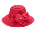 thumbnail image 1 of Risckoth Women's Organza Hat Wide Brim 3D Flower Detail Layered Design Formal Tea Party Wedding Cap, Wine, 1 of 8