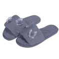 thumbnail image 1 of Risckoth Women's Plush Slide Slippers Butterfly Applique Accent Open Toe Cozy House Shoes, Gray, 1 of 7