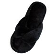 thumbnail image 1 of Risckoth Women's Plush Slide Slippers Twist Strap Open Toe Cozy Warm House Shoes, 1 of 7