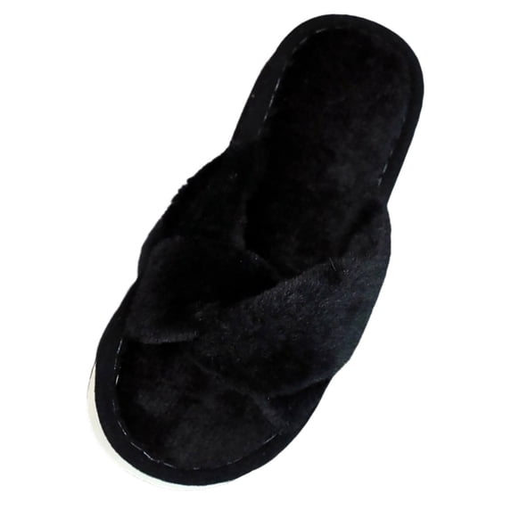 Risckoth Women's Plush Slide Slippers Twist Strap Open Toe Cozy Warm House Shoes