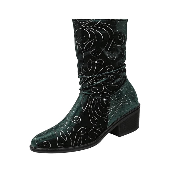 Toe Rhinestone Risckoth Women's Pointed Toe Rhinestone Embellished Slip On Ankle Boots ...