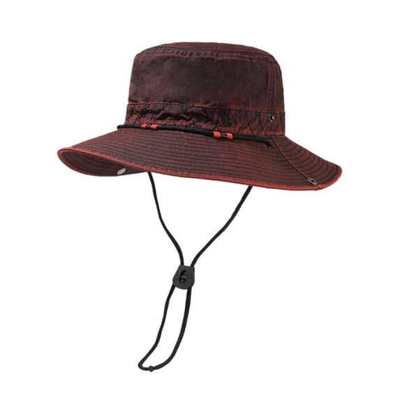 Risckoth Women's Sun Hat Wide Brim Adjustable Chin Strap Breathable Outdoor Bucket Hat, Red