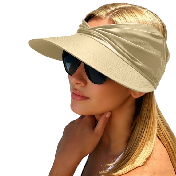 Risckoth Women's Sun Visor Wide Brim Ruched Front Design Lightweight Outdoor Summer Hat
