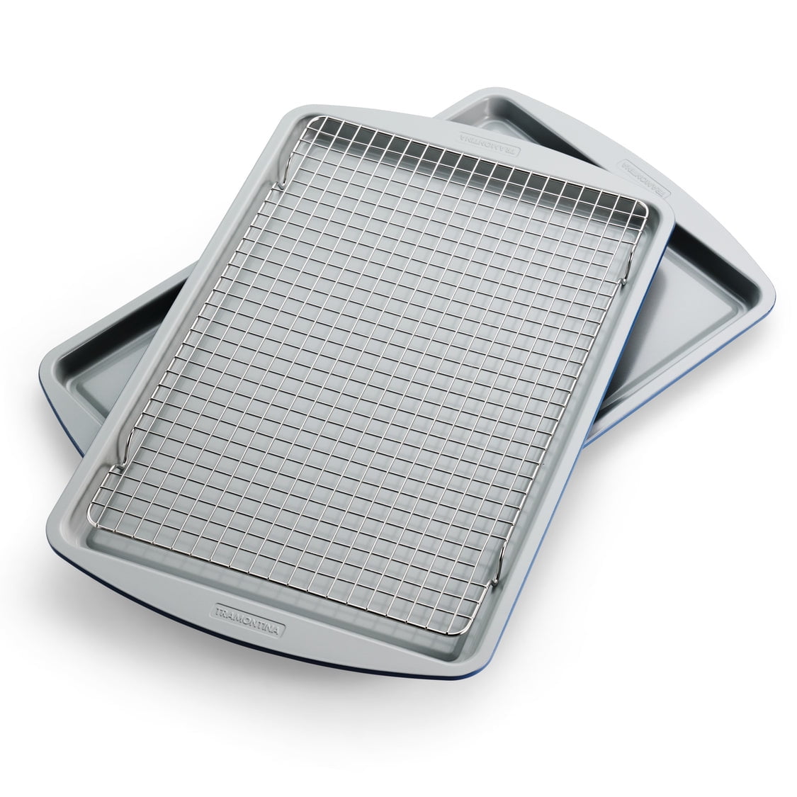 Tramontina Blue and Gray Aluminum Non-stick Cookie Sheet Set with Rack