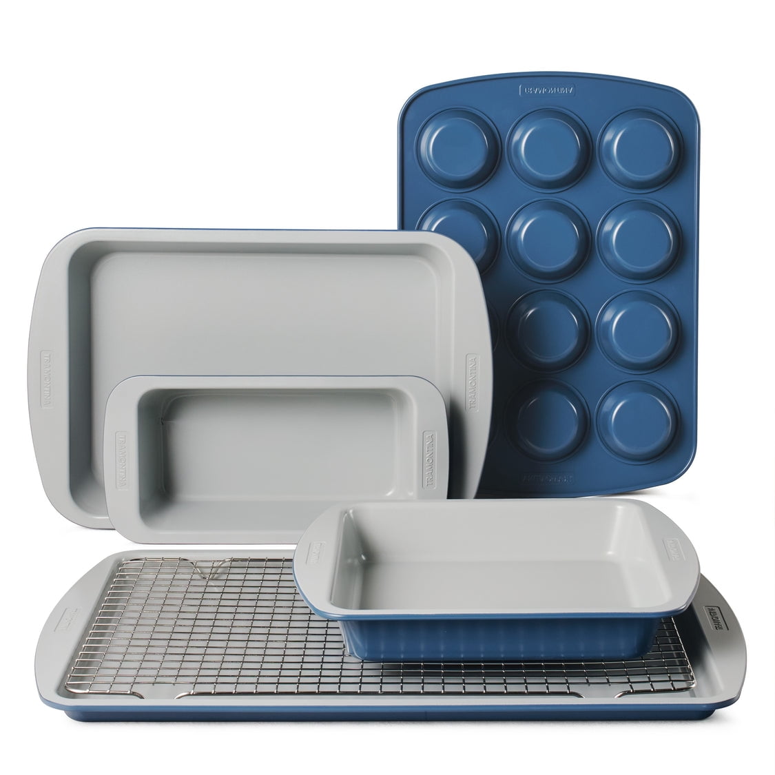 Tramontina Blue and Gray Ceramic Nonstick 6-Piece Bakeware Set