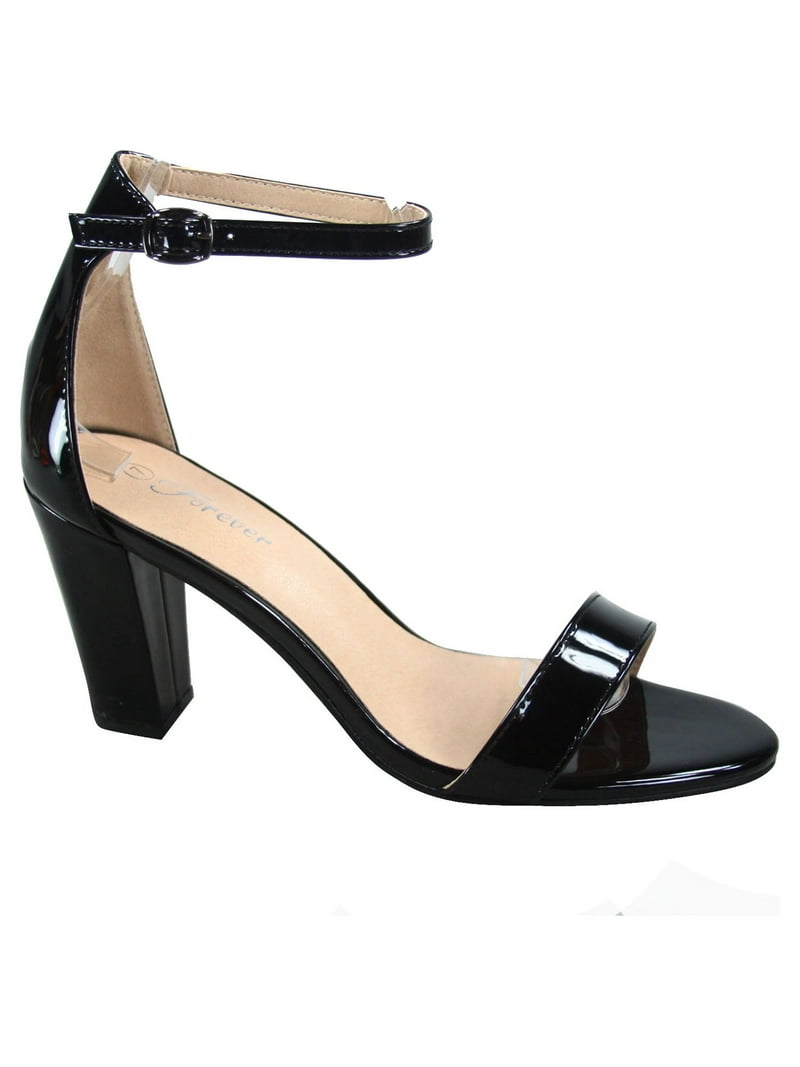 【R&B】Janice Rise-7 Women's Open Toe Ankle Strap Buckle Chunky High Heels