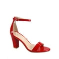 thumbnail image 1 of Rise-7 Women's Open Toe Ankle Strap Buckle Chunky High Heels Sandals Shoes ( Red Patent, 10 ), 1 of 2