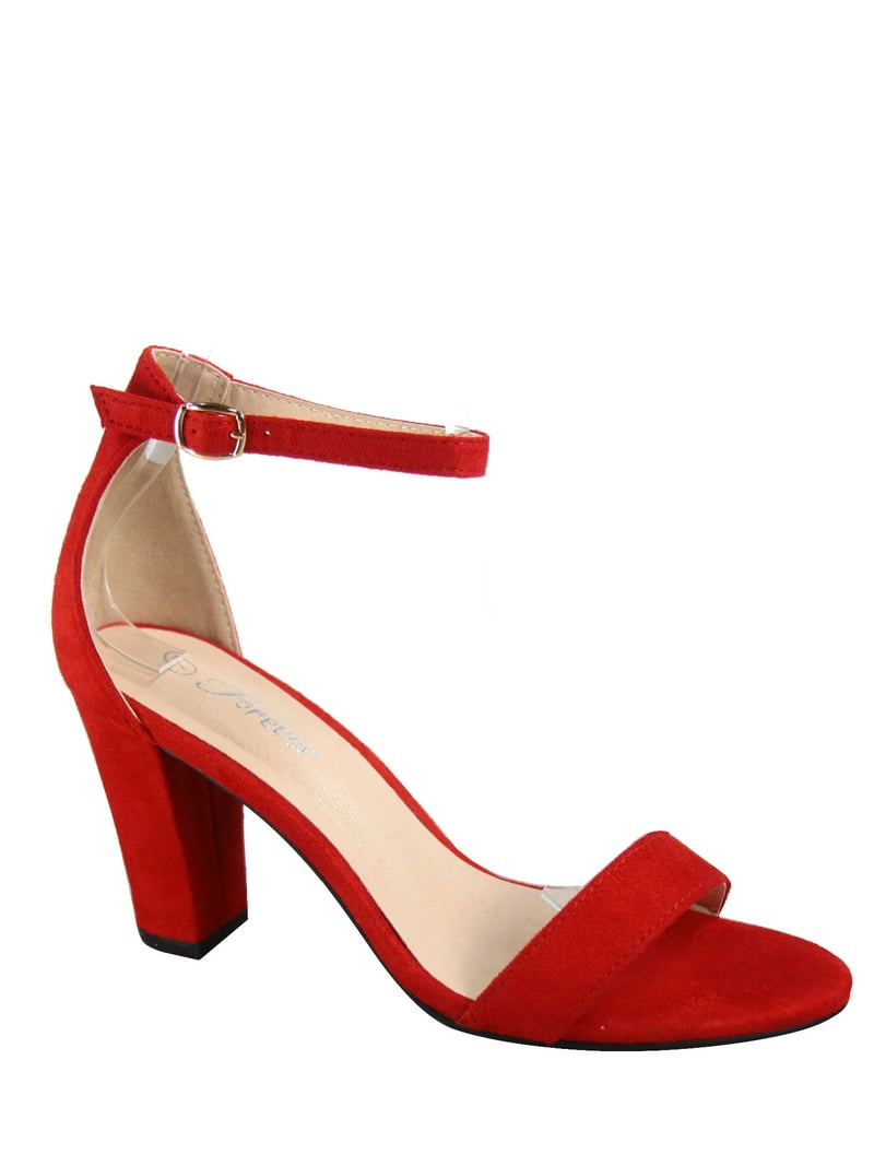 Rise-7 Women's Open Toe Ankle Strap Buckle Chunky High Heels