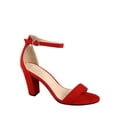 thumbnail image 1 of Rise-7 Women's Open Toe Ankle Strap Buckle Chunky High Heels Sandals Shoes ( Red sv, 7.5 ), 1 of 2