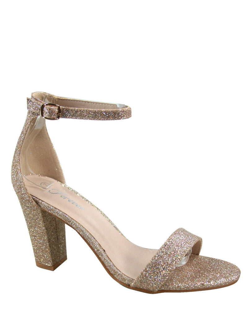 Rise-7 Women's Open Toe Ankle Strap Buckle Chunky High Heels