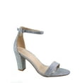 thumbnail image 1 of Rise-7 Women's Open Toe Ankle Strap Buckle Chunky High Heels Sandals Shoes ( Silver, 8.5 ), 1 of 2