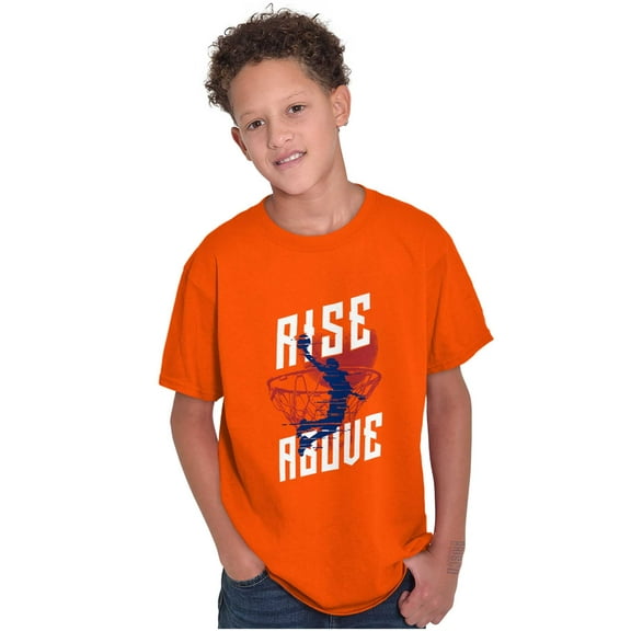 Rise Above Basketball Slam Dunk Boys Kids T Shirt Tees Tops Teen Brisco Brands L