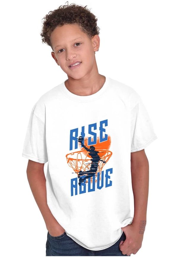 Rise Above Basketball Slam Dunk Boys Kids T Shirt Tees Tops Teen Brisco Brands L